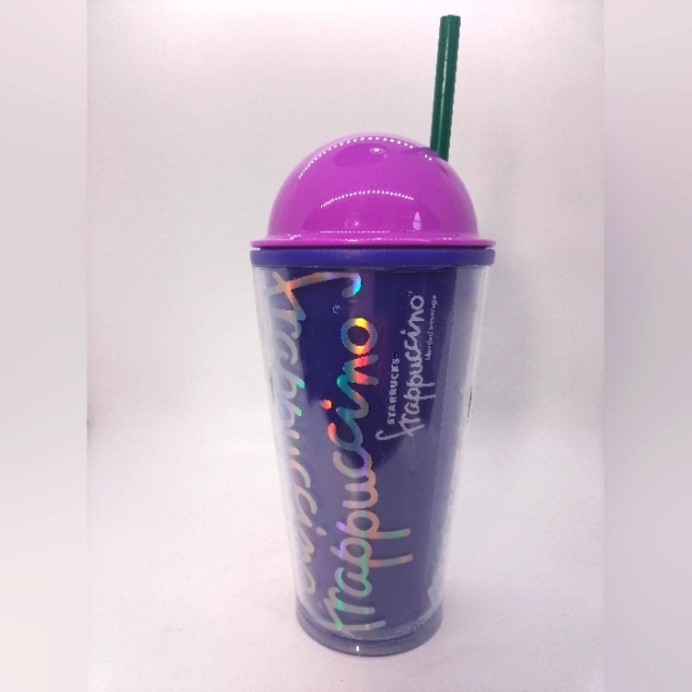Starbucks Purple Frappuccino Tumbler Travel Cup Dome Lid and Straw 2014